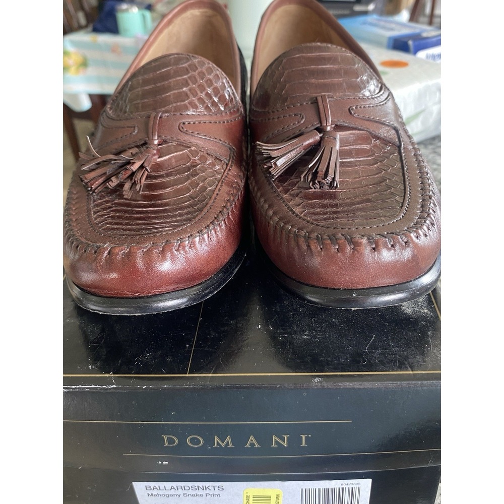 Domani shoes brown leather tassel loafer men's Sz 8-1/2